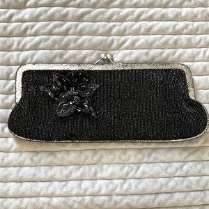 Betsey Johnson Vintage Inspired Elegant Black Beaded Clutch Purse